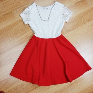 Girls Dream Girl Lace White/Red Dress Sz 8
